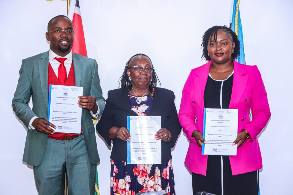 signing of a Memorandum of Understanding (MoU) between the County Government of Meru and the National Government Affirmative Action Fund (NGAAF) on the utilization of the Meru County NGAAF Gender Based Violence Rescue Centre.