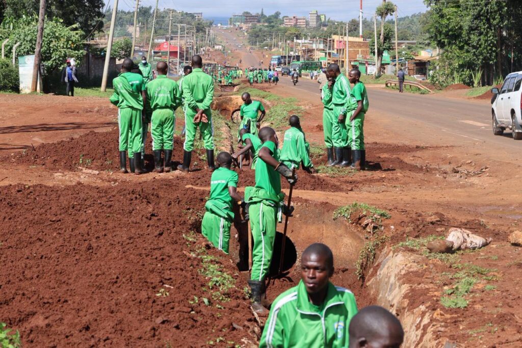 Day one of the clean-up at Muthara Market by the MYS