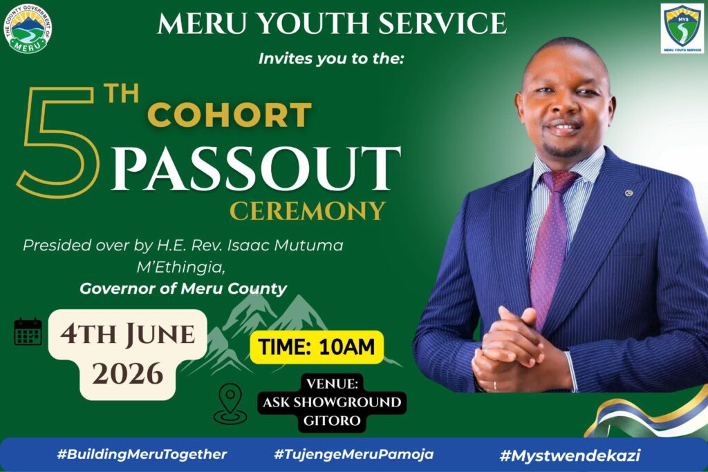 MERU YOUTH SERVICE OFFICIAL INVITATION FOR THE 5TH COHORT PASSOUT.